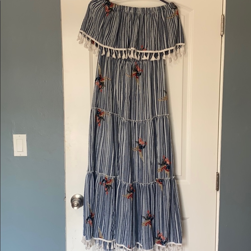 Navy Blue & White Stripped Country Dress